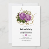 Goud en Paarse  chique vrijgezellenfeest Kaart (Voorkant)