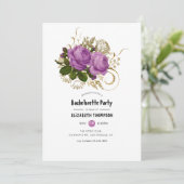 Goud en Paarse  chique vrijgezellenfeest Kaart (Staand voorkant)