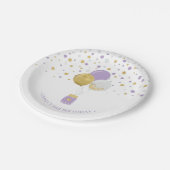 Goud- en Paarse Confetti-ballonnen 1 september Papieren Bordje (Gekanteld)