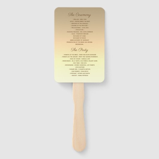 Goud en Paarse huwelijksprogramma Handwaaier (Achterkant)