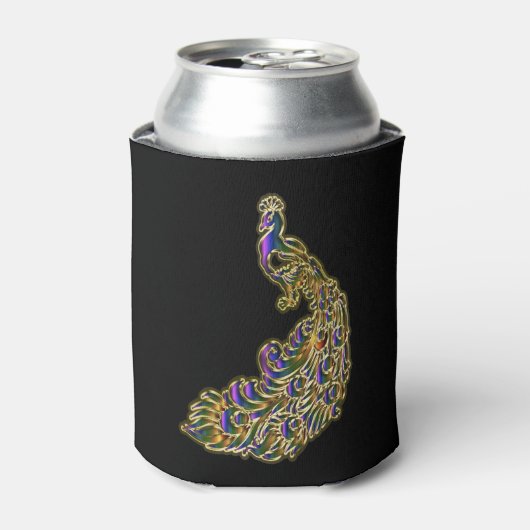 Goud en paarse pauw glimpelen helder blikjeskoeler (Blikje Voorkant)