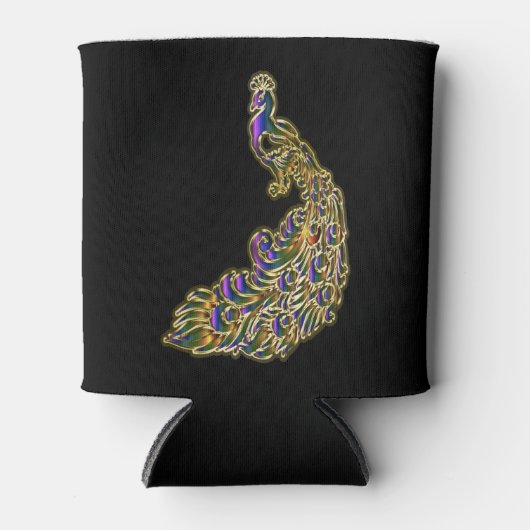 Goud en paarse pauw glimpelen helder blikjeskoeler (Voorkant)