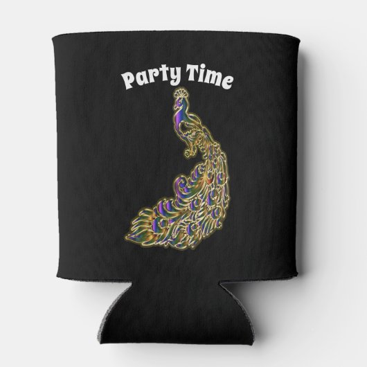 Goud en paarse pauw glimpelen helder blikjeskoeler (Achterkant)