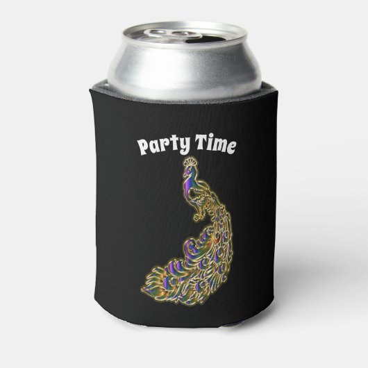 Goud en paarse pauw glimpelen helder blikjeskoeler (Blikje Achterkant)