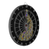 Goud en paarse pauw glimpelen helder dartbord (Voorkant Links)