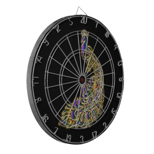 Goud en paarse pauw glimpelen helder dartbord (Voorkant Links)