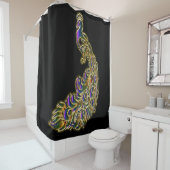 Goud en paarse pauw glimpelen helder douchegordijn (In situ)