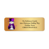 Goud en Paarse sneeuwpop Elegantie: Kerstmis Etiket (Voorkant)