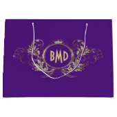 Goud en paarse swirly lijst groot cadeauzakje (Voorkant)