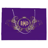 Goud en paarse swirly lijst groot cadeauzakje (Achterkant)