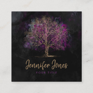 Goud en Paarse Waterverf Vierkante Visitekaartje