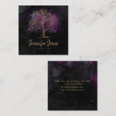 Goud en Paarse Waterverf Vierkante Visitekaartje (Voorkant / Achterkant)