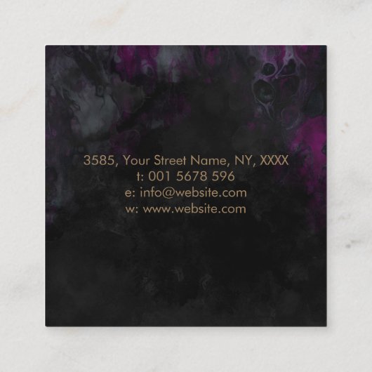 Goud en Paarse Waterverf Vierkante Visitekaartje (Achterkant)