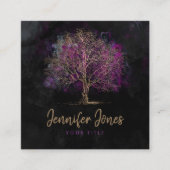 Goud en Paarse Waterverf Vierkante Visitekaartje (Voorkant)