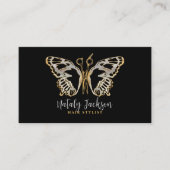 Goud en parel Schaar en Vlinder Stijlvol Visitekaartje (Voorkant)