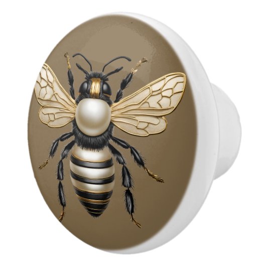 Goud en parelbij keramische knop (Rechts)