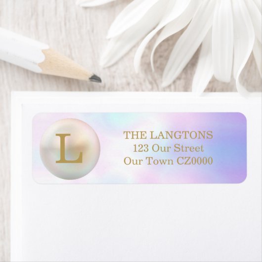 Goud en parelmonogram etiket (Insitu)