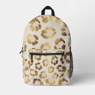 Goud en pastelroze luipaardprint chic dier bedrukte rugzak