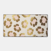 Goud en pastelroze luipaardprint chic dier bureaumat (Voorkant)