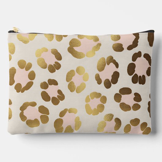 Goud en pastelroze luipaardprint chic dier etui (Voorkant)