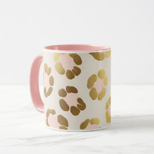 Goud en pastelroze luipaardprint chic dier mok