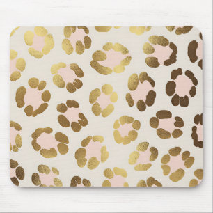 Goud en pastelroze luipaardprint chic dier muismat