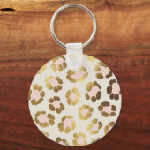 Goud en pastelroze luipaardprint chic dier sleutelhanger (Voorkant)