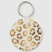 Goud en pastelroze luipaardprint chic dier sleutelhanger (Achterkant)
