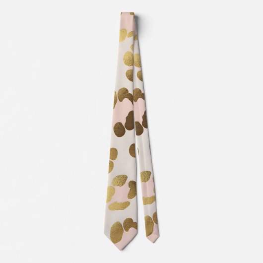 Goud en pastelroze luipaardprint chic dier stropdas (Voorkant)