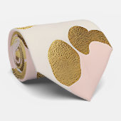 Goud en pastelroze luipaardprint chic dier stropdas (Opgerold)