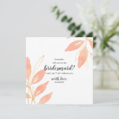 Goud en Peach Floral word mijn Bridesmaid Kaart (Staand voorkant)