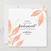 Goud en Peach Floral word mijn Bridesmaid Kaart (Voorkant)