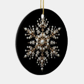 Goud en Pearl Snowflake Familie Keramisch Ornament (Rechts)