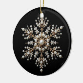 Goud en Pearl Snowflake Familie Keramisch Ornament (Links)