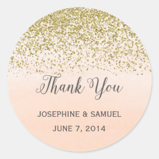 Goud en Perzik Waterverf Ronde Stickers