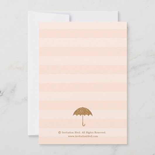 Goud en perzikenparaplu en harten Vrijgezellenfees Kaart (Achterkant)