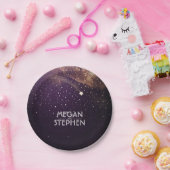 Goud en Plum Shooting Star Night Wedding Papieren Bordje (Feest)