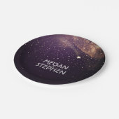 Goud en Plum Shooting Star Night Wedding Papieren Bordje (Gekanteld)