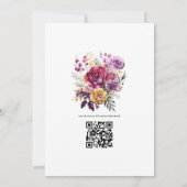 Goud en pruim wijn bloemige herfst bruiloft kaart (Achterkant)