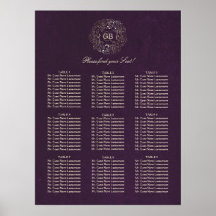 Goud en pruimelvezel - Wreath Wedding Seating Char Poster