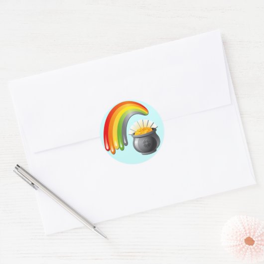 GOUD EN RAINBOW RONDE STICKER (Envelop)