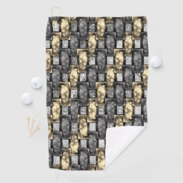 Goud en rechthoekig, gekleurd, grijs golfhanddoek