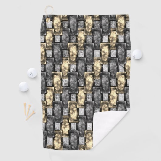 Goud en rechthoekig, gekleurd, grijs golfhanddoek (Insitu)