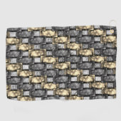 Goud en rechthoekig, gekleurd, grijs golfhanddoek (Horizontaal)