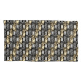 Goud en rechthoekig, gekleurd, grijs kussensloop (Achterkant-Rechts)