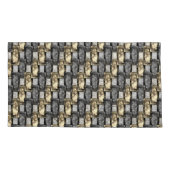 Goud en rechthoekig, gekleurd, grijs kussensloop (Achterkant-Links)