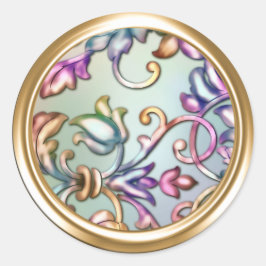 Goud en regenboogDamask Envelope Seal Ronde Sticker