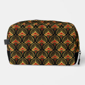 Goud en Rode Art Deco Patroon Monogram Duffle Ba Toilettasje (Voorkant)