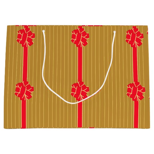 Goud en rode boog groot cadeauzakje (Voorkant)