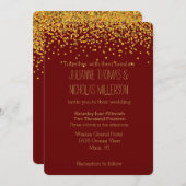 Goud en Rode Confetti Stippen Bruiloft Kaart (Voorkant / Achterkant)